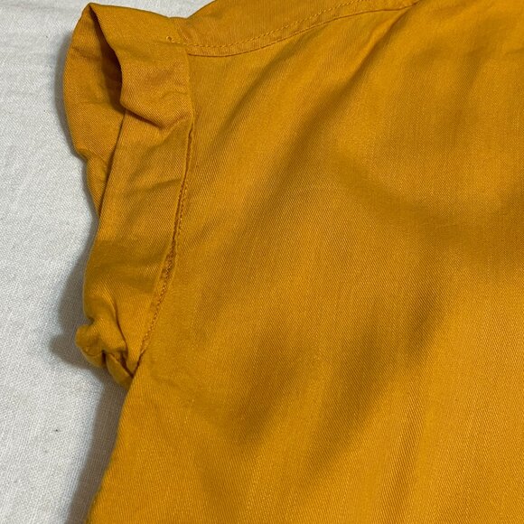 Lola River Women’s Mustard Yellow Tencel Button Front Short Sleeve Top Size L - Picture 3 of 7